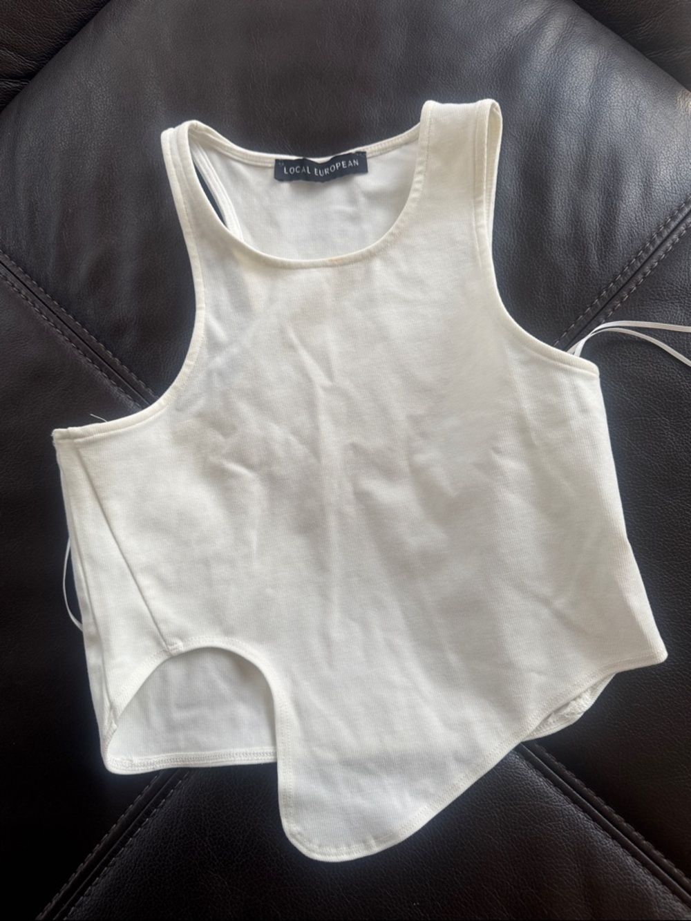 Local European Cream Asymmetric Cutout Tank Top